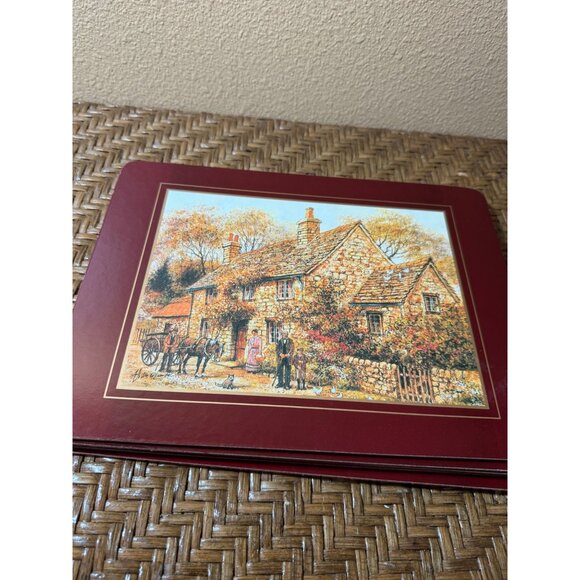 Vintage English Countryside Placemats Set Of 6 Cork Backed - Picture 4 of 9